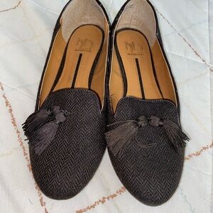 New Directions Black Herringbone Loafers with Tassels